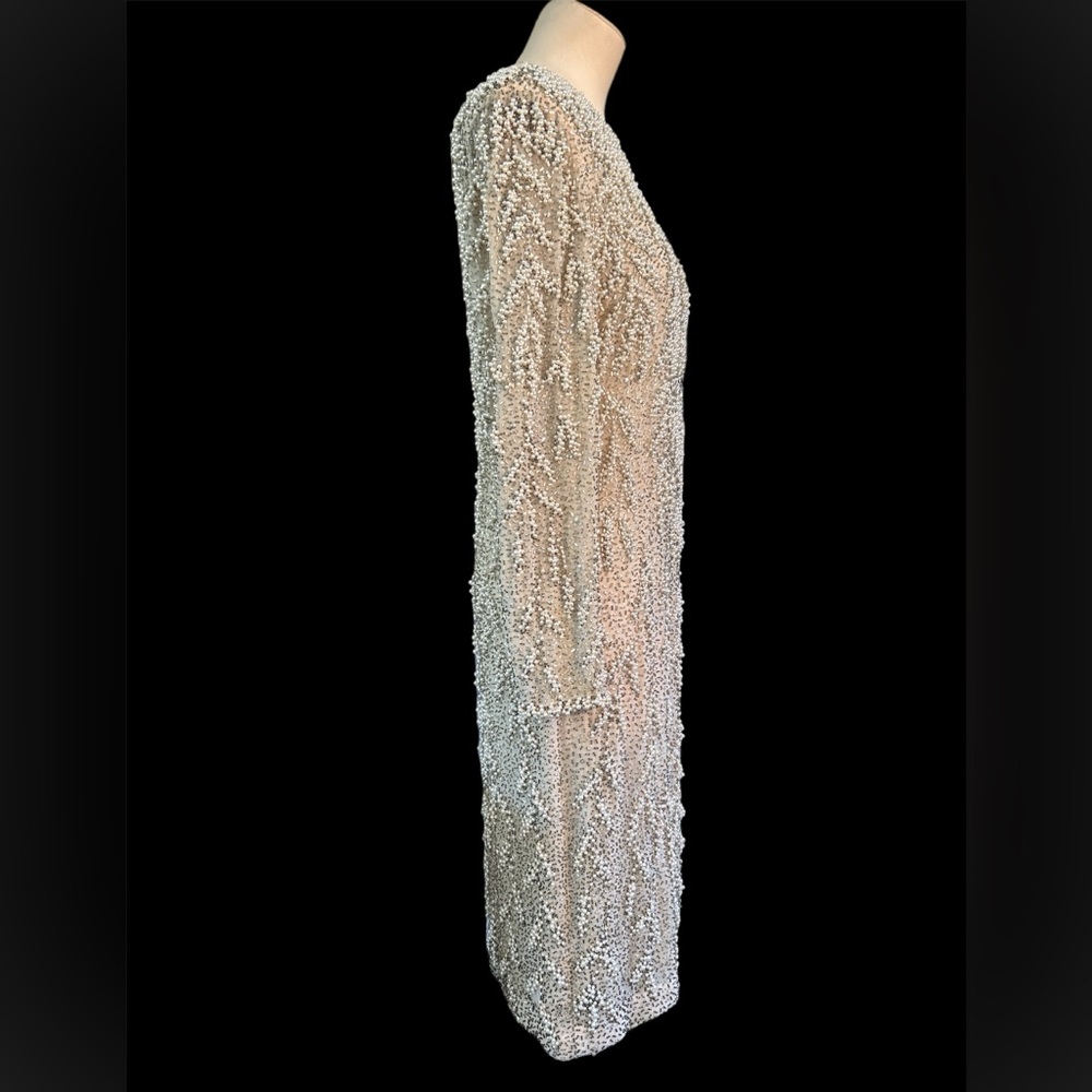 Vintage Amen Wardy silk beaded pearl dress - Picture 2 of 13